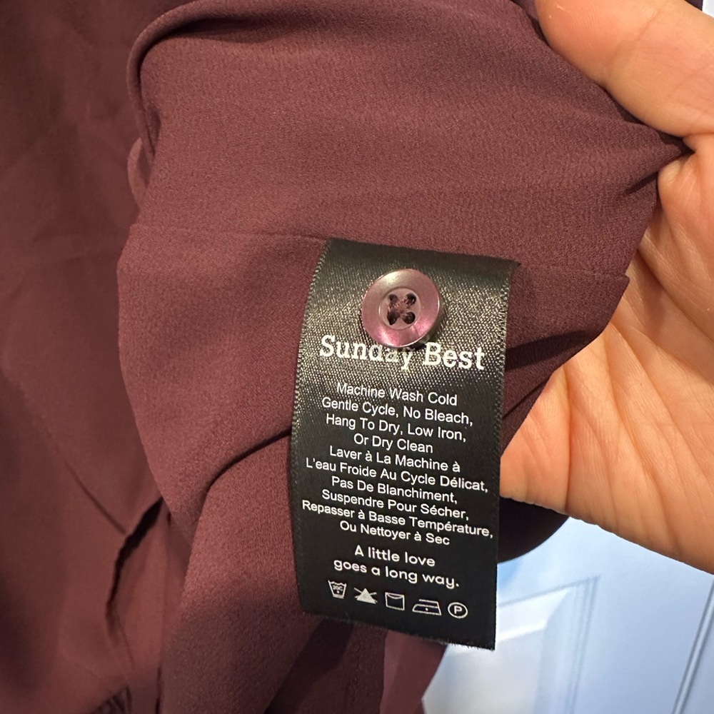 Aritzia Sunday Best Raleigh French Chic Burgundy Dress | Lace Ruffle Detail | XS - Picture 11 of 16